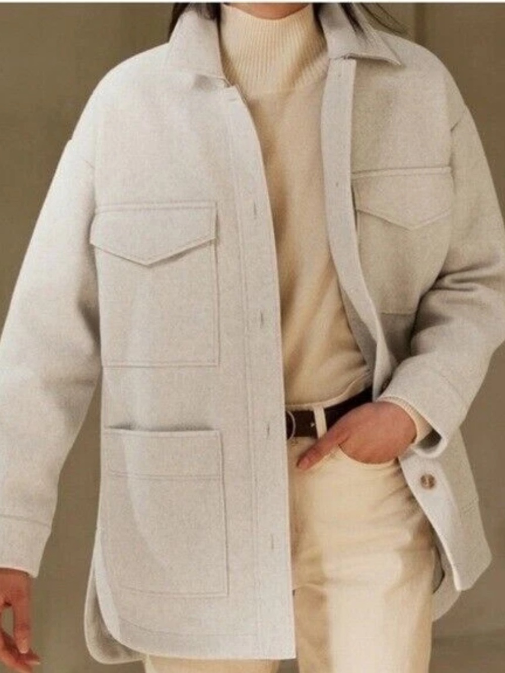 Banana Republic Cream Wool Shacket Jacket